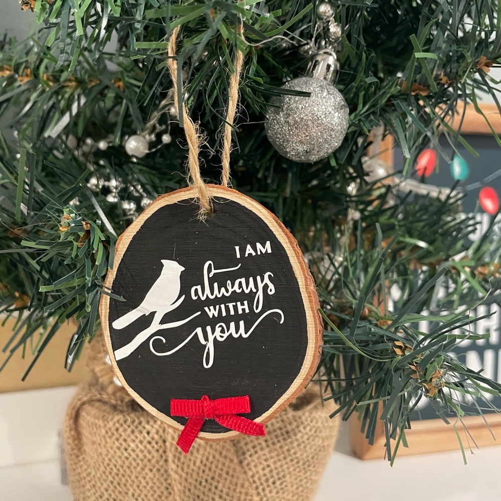 Black and White Wooden Christmas Ornament